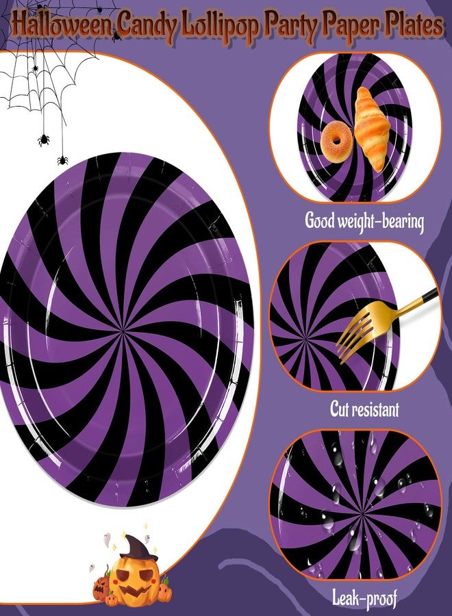 JarThenaAMCS 60Pcs Halloween Paper Plates Candy Lollipop Disposable Plates 9 Inch Candyland Party Tableware for Birthday Holiday Table Decor Supplies, 3 Colors - Image 3
