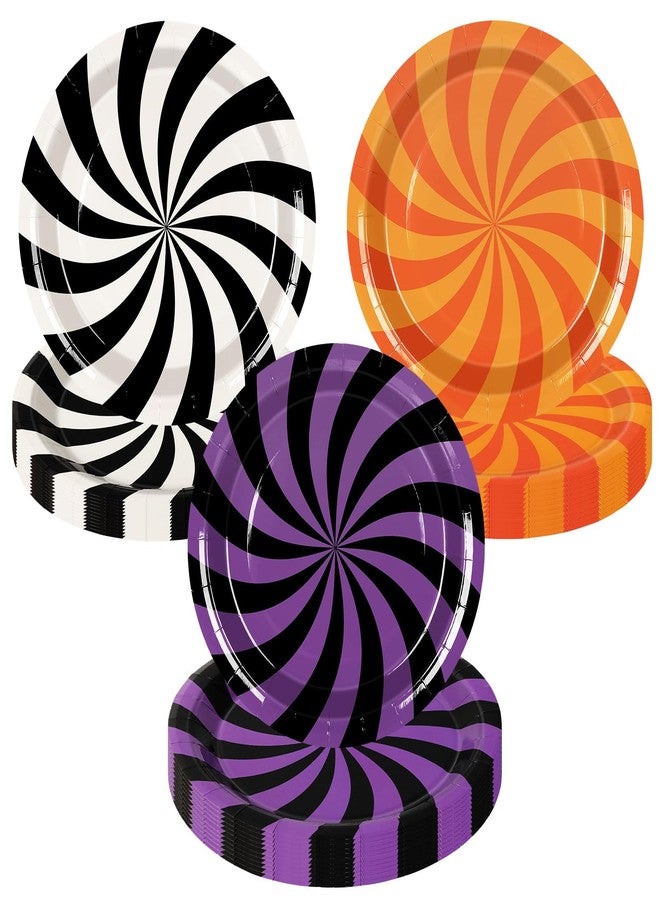 JarThenaAMCS 60Pcs Halloween Paper Plates Candy Lollipop Disposable Plates 9 Inch Candyland Party Tableware for Birthday Holiday Table Decor Supplies, 3 Colors - Image 1