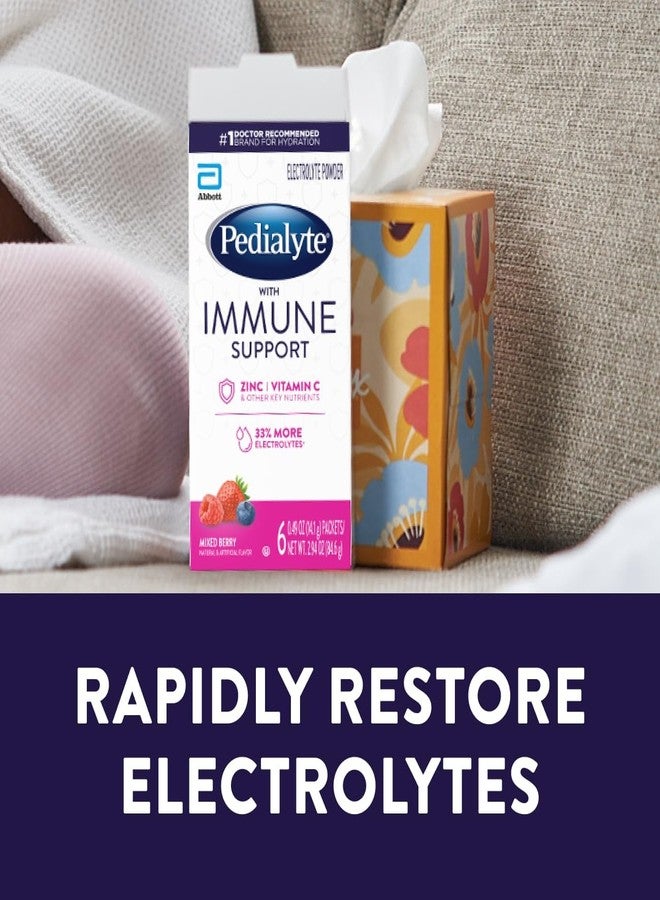 Pedialyte بيداليتي مع دعم المناعة، مسحوق مشروب الإلكتروليت مع فيتامين C والزنك، ترطيب متقدم، توت مختلط، 36 عبوة مسحوق - Image 4
