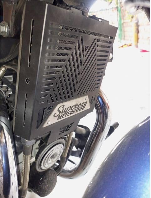 Milachin Super Meteor 650 Radiator Guard|Grill Heavy Metal Radiator Protector Guard Triangle Design, Black Suitable For Super Meteor 650. - Image 2