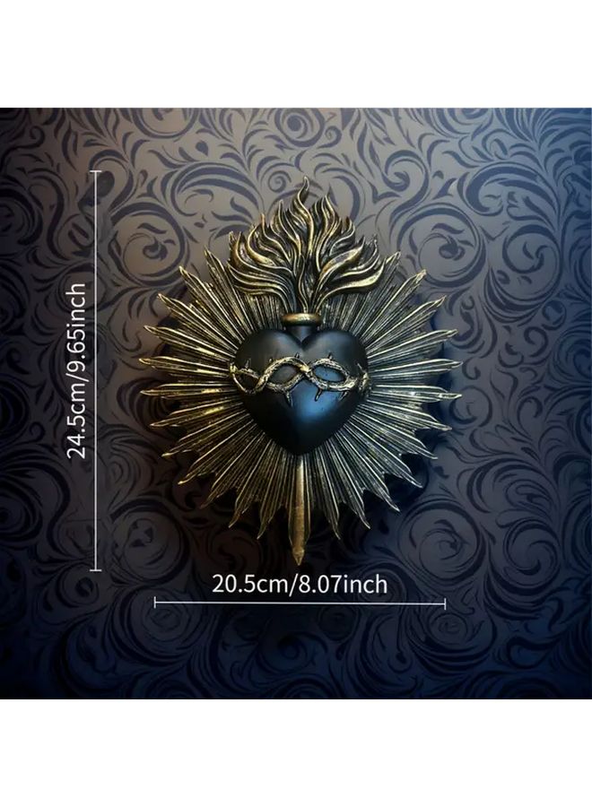 Black Gothic Sacred Heart Wall Decor Resin Religious Gift Faith Ornament - Image 3