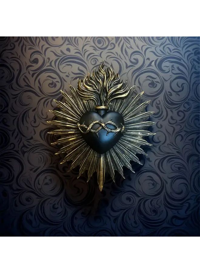Black Gothic Sacred Heart Wall Decor Resin Religious Gift Faith Ornament - Image 4