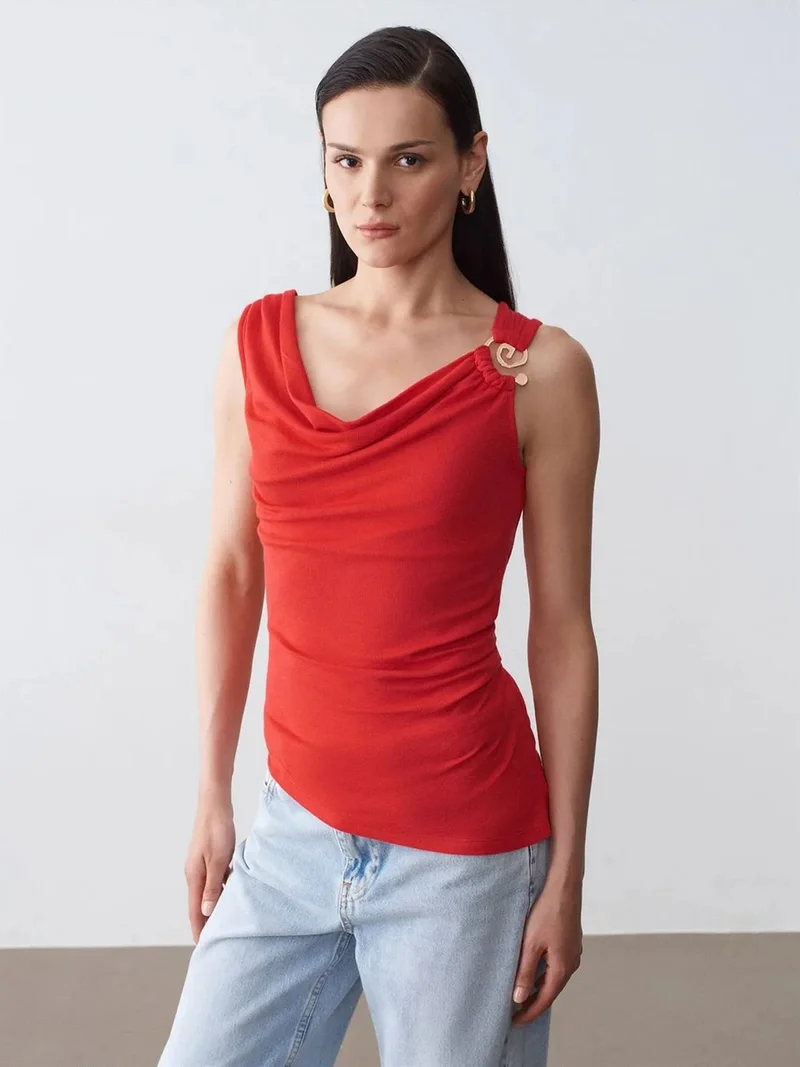 ديلفين Dilvin Sleeveless Cowl Neck Shell Top