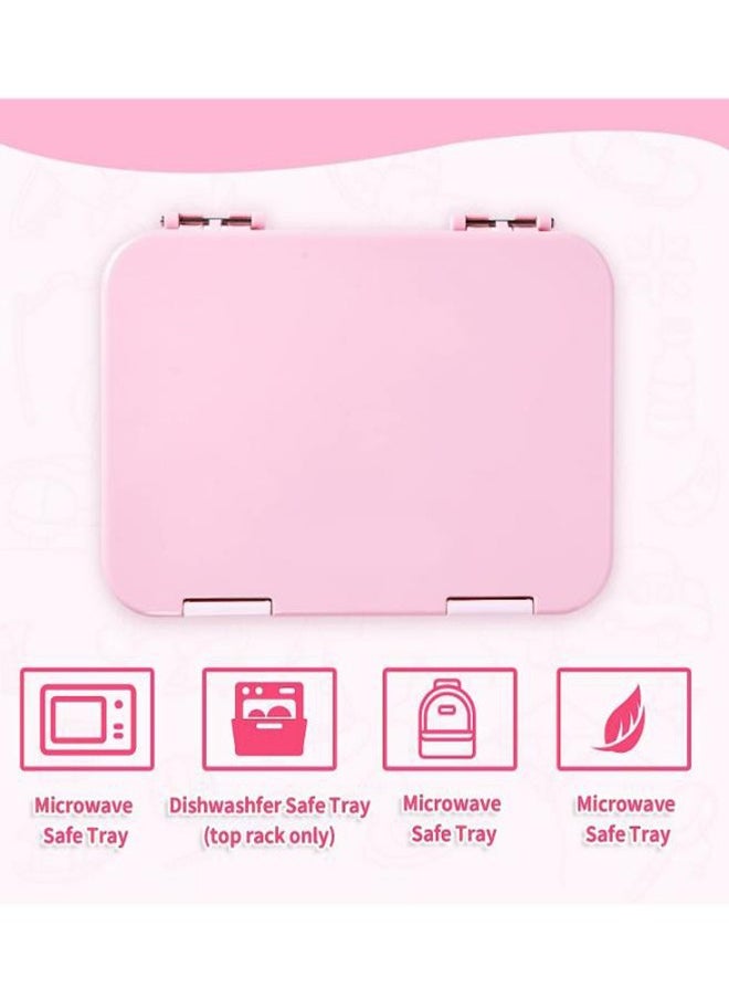 Arabest Children's Bento Lunch Box with 6 Compartments - Leak Proof Lunch Box for Boys，Girls，BPA-Free，Microwave Dishwasher Safe，Lunch Box for School (Pink)  - Image 4