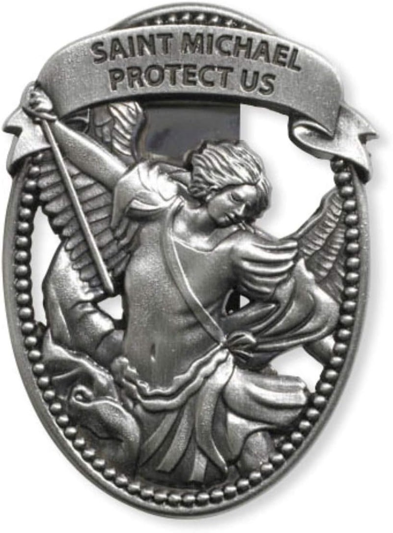 ButterFox Sacred Traditions Silver Tone Zinc Alloy Archangel St Michael Protect Us Visor Clip, 2 1/4 Inch - Image 1