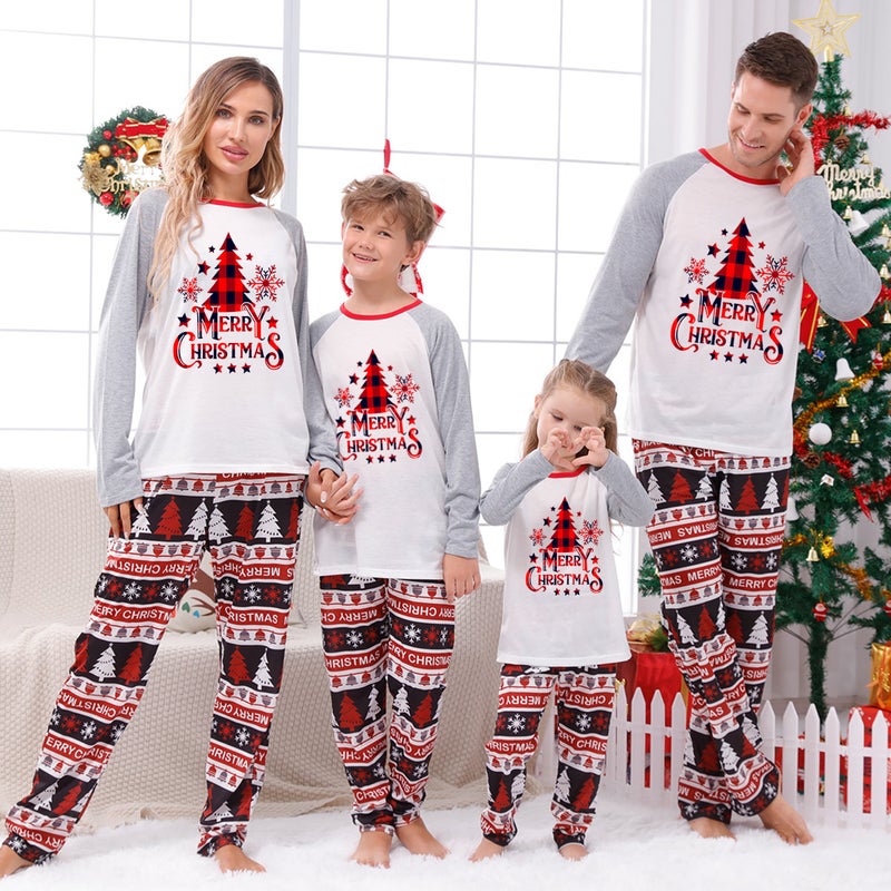 Tianming Clothing Parent-Child Home Clothing Christmas Home Clothing Parent-Child Suit Plaid Patchwork Printed Home Clothing - Image 4