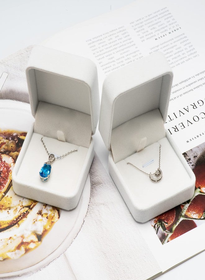 Giftop Classic Velvet Jewelry Gift Box Case for Necklace Pendant (White) - Image 5