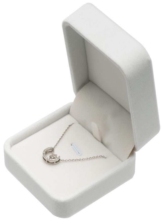 Giftop Classic Velvet Jewelry Gift Box Case for Necklace Pendant (White) - Image 1