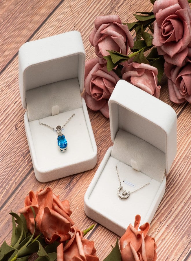 Giftop Classic Velvet Jewelry Gift Box Case for Necklace Pendant (White) - Image 4