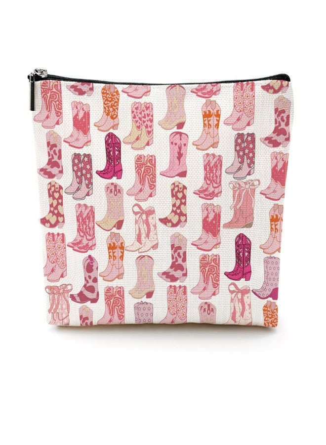 CQM Western Makeup Bag Western Gifts for Women Western Stuff Country Girl Gifts Cowgirl Gifts Boots Gifts Pink Cowboy Boots Gifts Birthday Christmas Friend Gifts Western Cosmetic Bag - Image 1