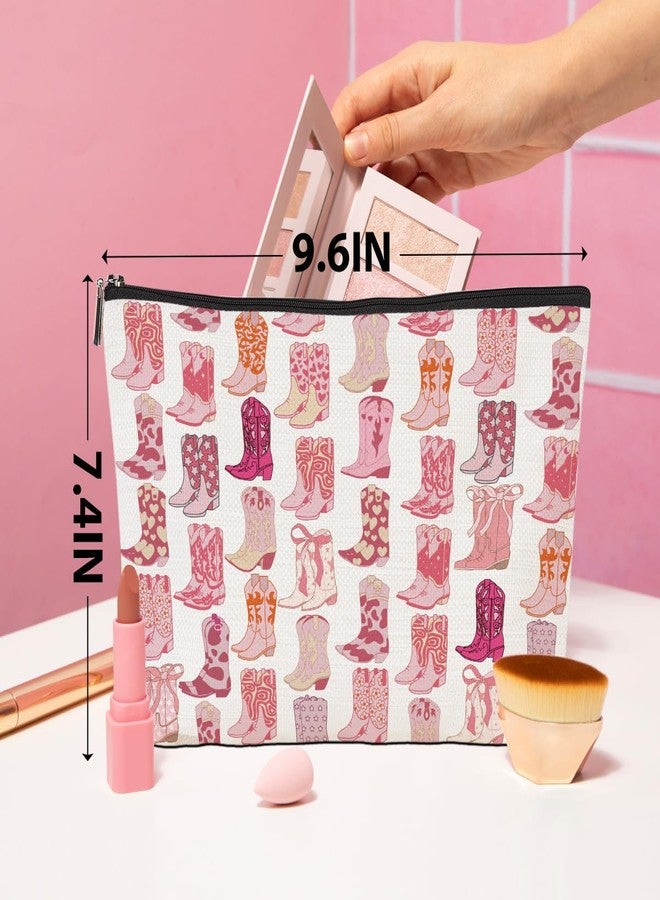 CQM Western Makeup Bag Western Gifts for Women Western Stuff Country Girl Gifts Cowgirl Gifts Boots Gifts Pink Cowboy Boots Gifts Birthday Christmas Friend Gifts Western Cosmetic Bag - Image 4
