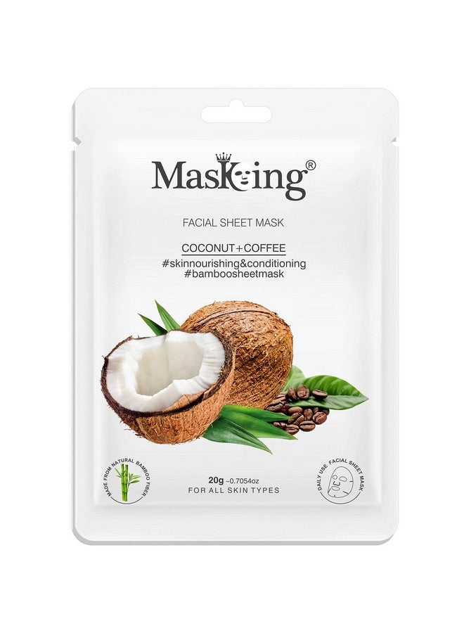MasKing Bamboo Facial Sheet Mask of Coconut & Coffee for Skin Nourishing & Conditioning Ideal for Women & Men 20ml, (Pack of 1) - Image 1
