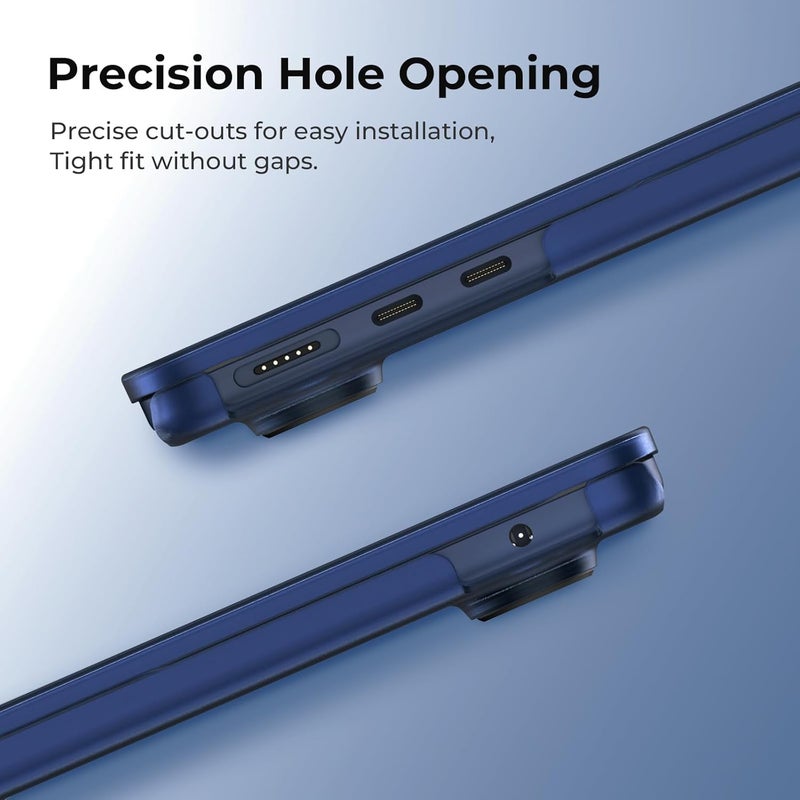 BlueSwan غطاء BlueSwan متوافق مع MacBook Air الجديد 13.6 بوصة 2022 2024 2025، M4 M3 M2 A3240 A3113 A2681، M2 M3 M4 Air 13" غطاء مرن من PP＆غير لامع، مضاد للتمزق ومقاوم للصدمات ومضاد لبصمات الأصابع - أزرق منتصف الليل - Image 4