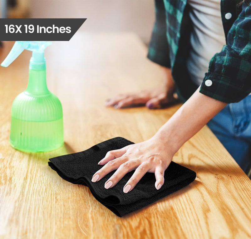 Utopia Towels Kitchen Bar Mops, Pack of 12, 16 by 19 Inches, 100% Cotton Super Absorbent Black Towels, Multi-Purpose Cleaning Towels for Home and Kitchen Bars - Image 2