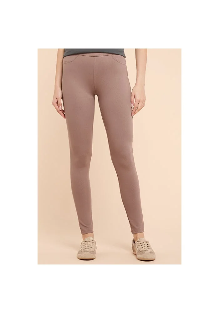 أر أند بي Solid Jeggings with Elastic Waist