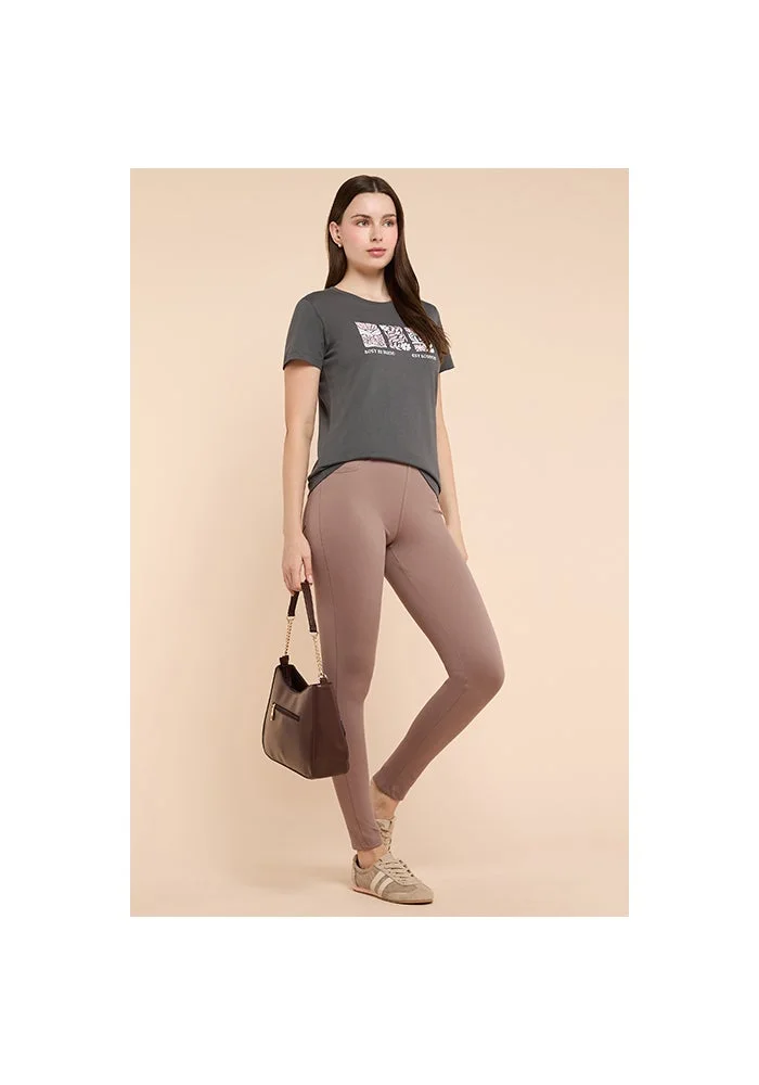أر أند بي Solid Jeggings with Elastic Waist