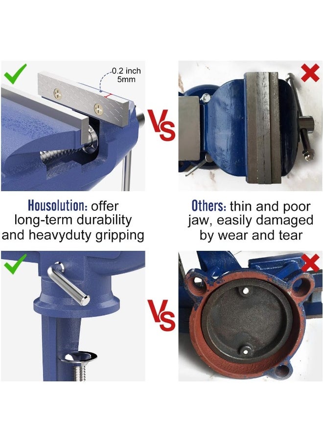 Housolution  Universal Table Vise 3 Inch, 361°Swivel Base Bench Clamp Home Vise Clamp-On Vise Repair Tool Portable Work Bench Vise For Woodworking, Cutting Conduit, Drilling, Metalworking - Blue - pzsku/Z102FBE1581A5E8F6CF31Z/45/_/1722074636/51436b7b-b3a6-4c48-aa44-1bdb4510c4f8