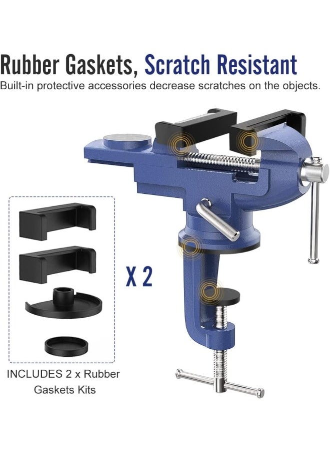 Housolution  Universal Table Vise 3 Inch, 361°Swivel Base Bench Clamp Home Vise Clamp-On Vise Repair Tool Portable Work Bench Vise For Woodworking, Cutting Conduit, Drilling, Metalworking - Blue - pzsku/Z102FBE1581A5E8F6CF31Z/45/_/1722074643/06a1fec6-5c76-4b8d-82cb-1c8952680e71