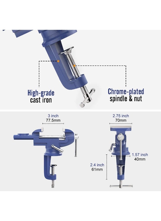 Housolution  Universal Table Vise 3 Inch, 361°Swivel Base Bench Clamp Home Vise Clamp-On Vise Repair Tool Portable Work Bench Vise For Woodworking, Cutting Conduit, Drilling, Metalworking - Blue - pzsku/Z102FBE1581A5E8F6CF31Z/45/_/1722074743/b460496f-d853-4775-b0da-bc73fe61798a