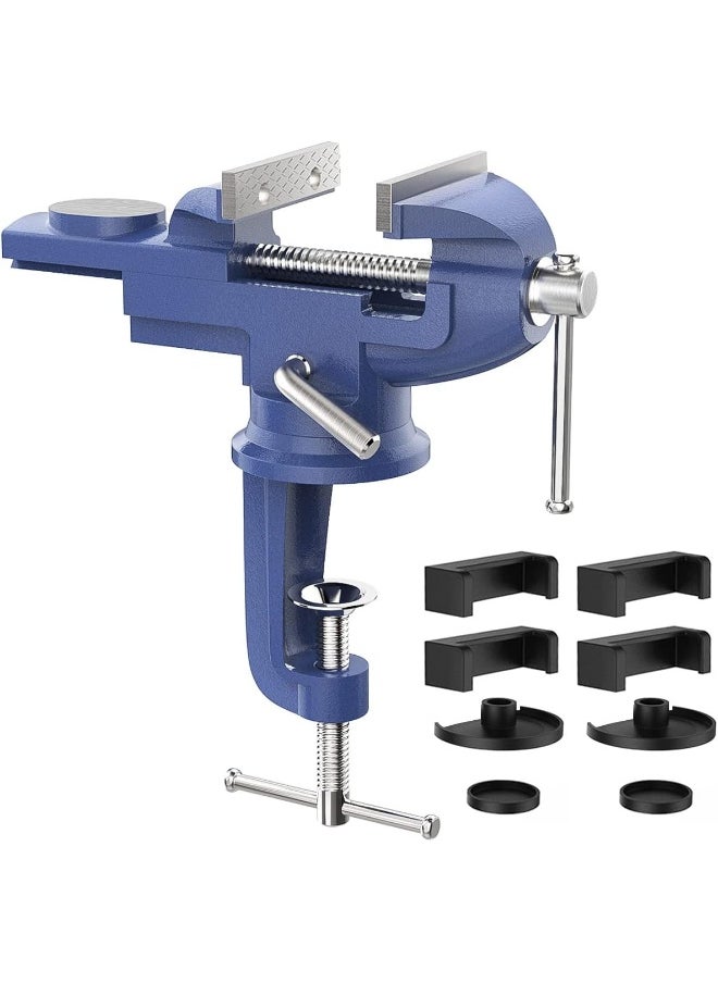 Housolution  Universal Table Vise 3 Inch, 361°Swivel Base Bench Clamp Home Vise Clamp-On Vise Repair Tool Portable Work Bench Vise For Woodworking, Cutting Conduit, Drilling, Metalworking - Blue - pzsku/Z102FBE1581A5E8F6CF31Z/45/_/1722074767/a85942cf-0c2c-4f55-910c-7fb44c10697c