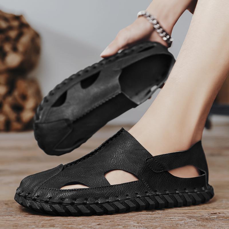 2025 Spring Sandals New Large Size Men'S Beach Shoes Trbottomy Men'S Soft Sole Baotou Breathable Shoes - Image 1