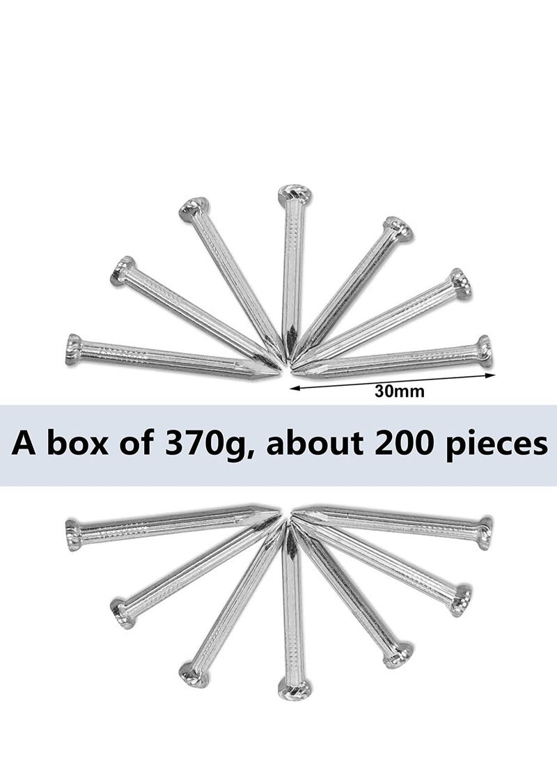RACO Hardware Common Nails, 200pcs Anti-rust Steel Nails Galvanized Concrete Nails Heavy Duty Wall Cement Nail for Hanging Picture Wall Mounting Woodworking, 30mm, Silver - Image 2