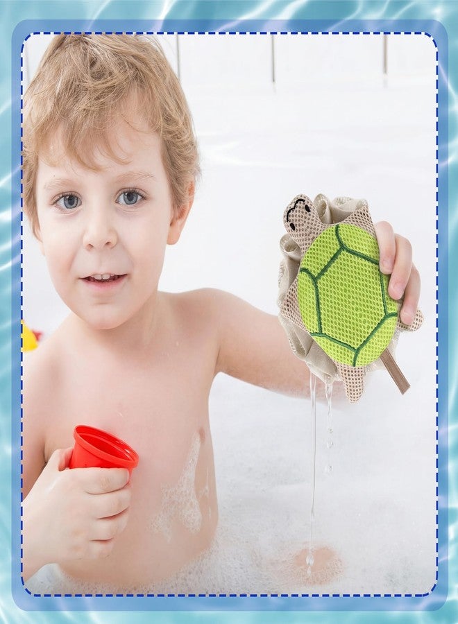 Vesici 2 Pcs Loofahs for Kids Children's Bath Loofahs Girls Toddler Cute Cartoon Bath Sponges Loofah Pouf Body Scrubber Mesh Sponges for Shower Washing Exfoliating (Turtle,Goose) - Image 5