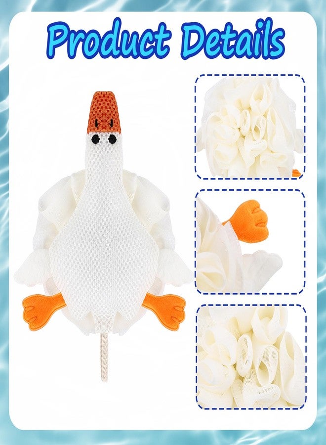 Vesici 2 Pcs Loofahs for Kids Children's Bath Loofahs Girls Toddler Cute Cartoon Bath Sponges Loofah Pouf Body Scrubber Mesh Sponges for Shower Washing Exfoliating (Turtle,Goose) - Image 2