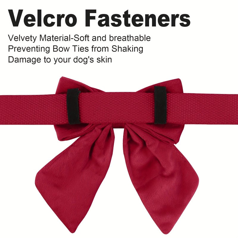 Rose Red Velvet Pet Outfit With Collar And Bow Tie Available In Multiple Sizes For All Breeds Elegant And Comfortable Style For Beloved Pets - Image 4