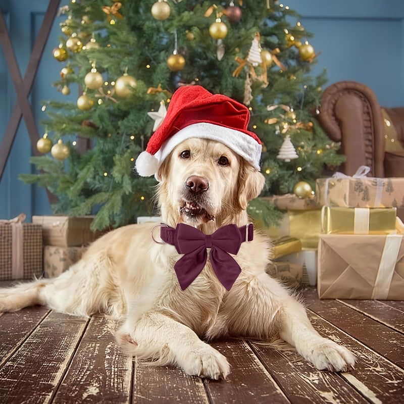 Rose Red Velvet Pet Outfit With Collar And Bow Tie Available In Multiple Sizes For All Breeds Elegant And Comfortable Style For Beloved Pets - Image 5