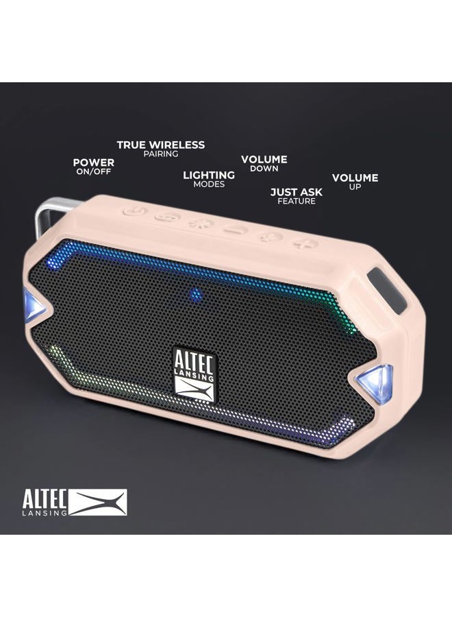 Altec Lansing HydraMini Wireless Bluetooth Speaker, IP67 Waterproof USB C Rechargeable Battery with 6 Hours Playtime, Compact, Shockproof, Snowproof, Everything Proof (Petal Pink) - Image 3