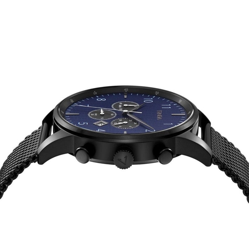 TRNDA STAINLESS STEEL MEN'S WATCH - TIMELESS FASHION WITH DARK BLUE DIAL & BLACK MESH BAND - Image 3