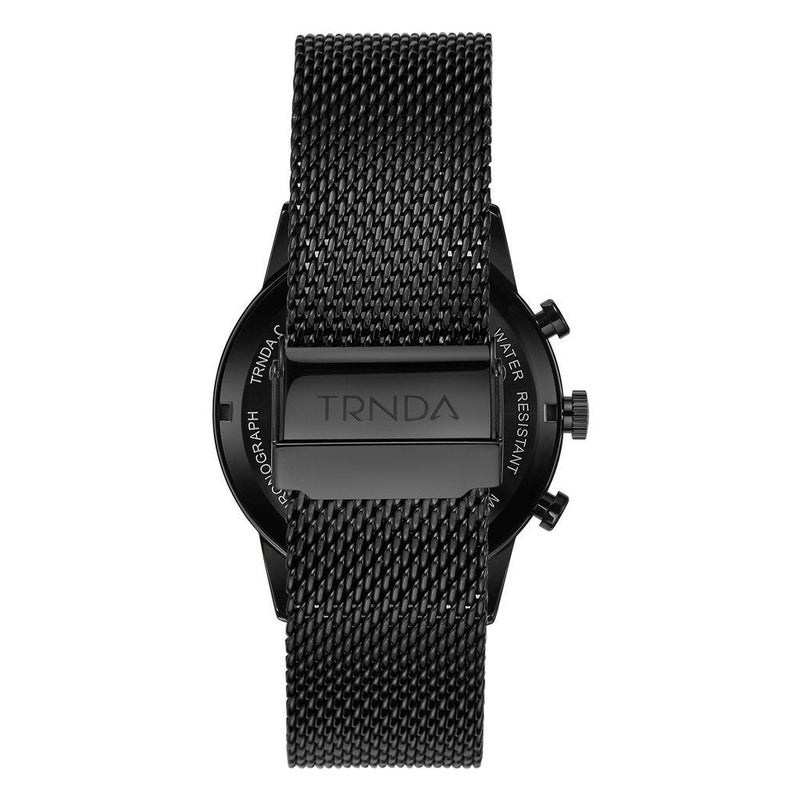 TRNDA STAINLESS STEEL MEN'S WATCH - TIMELESS FASHION WITH DARK BLUE DIAL & BLACK MESH BAND - Image 5