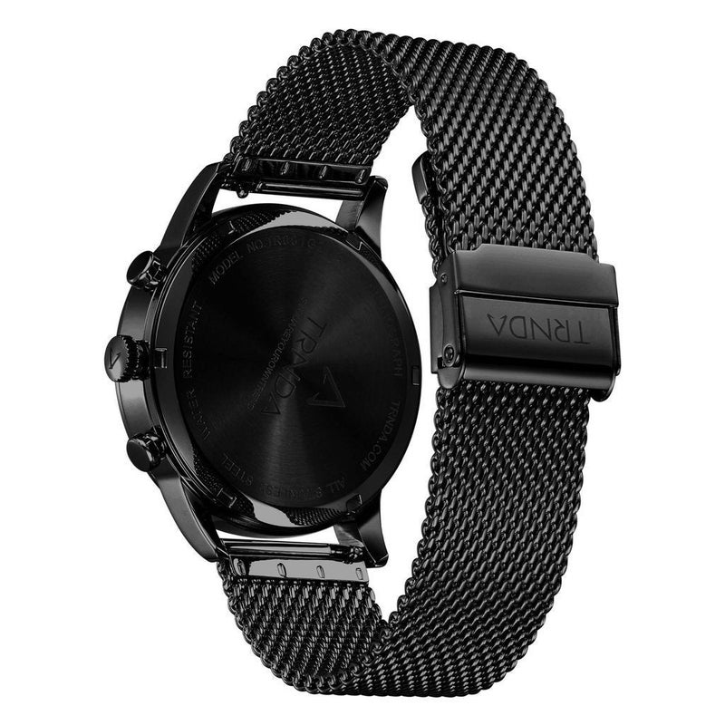 TRNDA STAINLESS STEEL MEN'S WATCH - TIMELESS FASHION WITH DARK BLUE DIAL & BLACK MESH BAND - Image 4