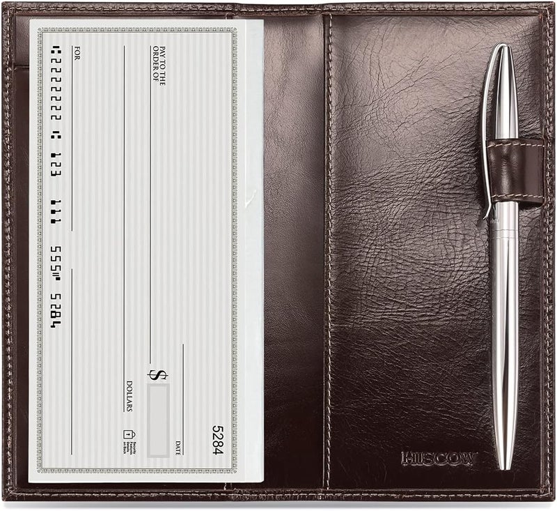 HISCOW Supple Leather Checkbook Cover with Free Divider - Italian Calfskin - Image 1