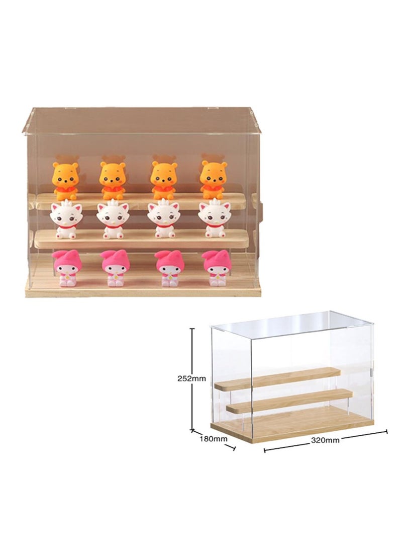 Arabest Three Tier Solid Wood Ladder Blind Box Storage Display Box, Acrylic Transparent Display Shelf Living Room Dust Hand Puppet Storage Box, Suitable for Living Room, Study, Bedroom - Image 1