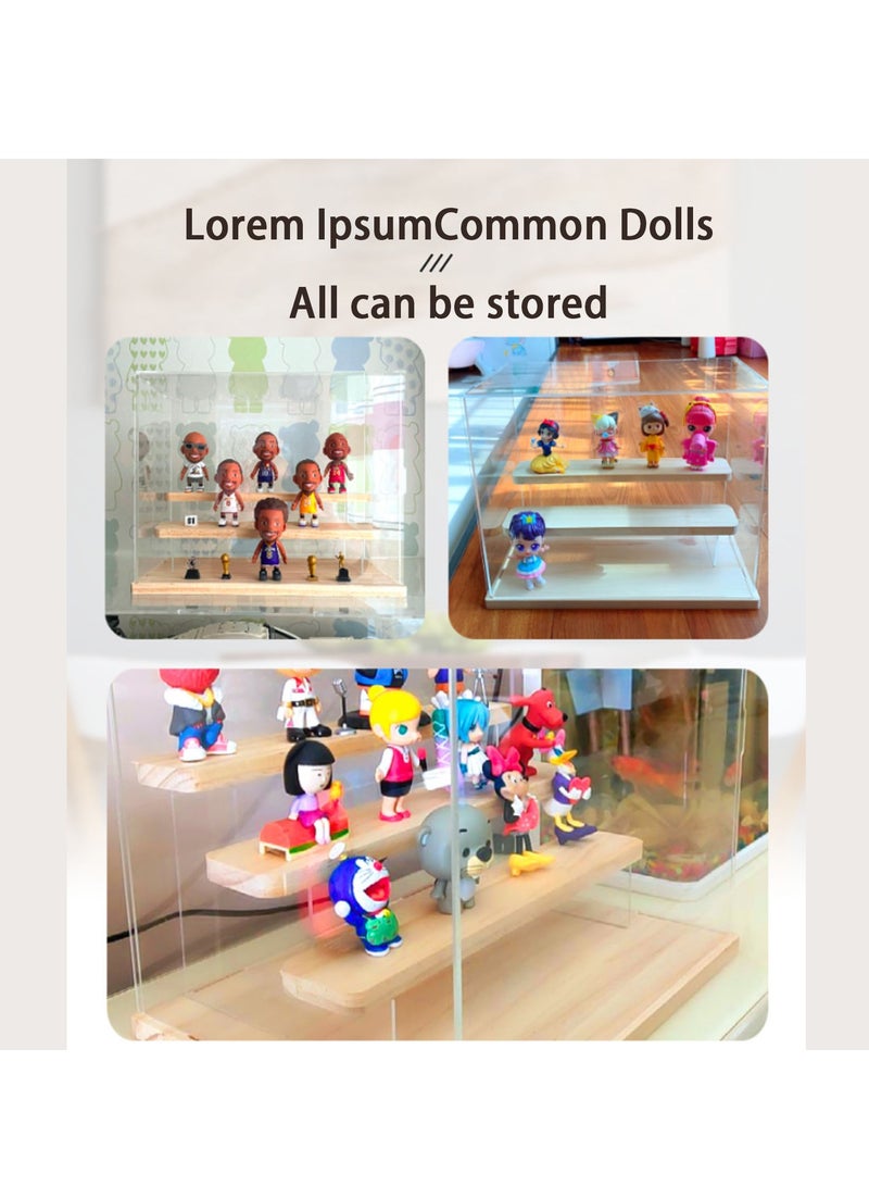 Arabest Three Tier Solid Wood Ladder Blind Box Storage Display Box, Acrylic Transparent Display Shelf Living Room Dust Hand Puppet Storage Box, Suitable for Living Room, Study, Bedroom - Image 3