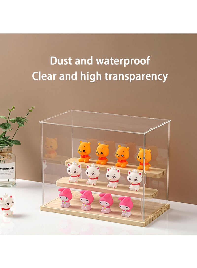Arabest Three Tier Solid Wood Ladder Blind Box Storage Display Box, Acrylic Transparent Display Shelf Living Room Dust Hand Puppet Storage Box, Suitable for Living Room, Study, Bedroom - Image 2