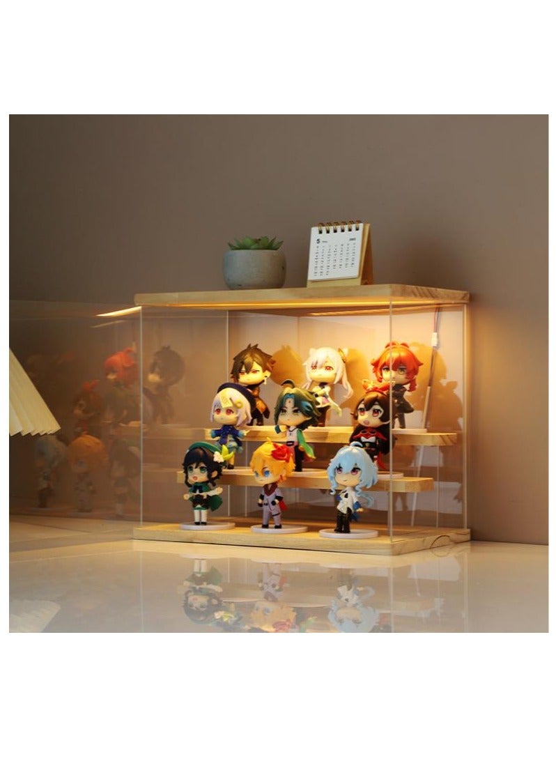 Arabest Three Tier Solid Wood Ladder Blind Box Storage Display Box, Acrylic Transparent Display Shelf Living Room Dust Hand Puppet Storage Box, Suitable for Living Room, Study, Bedroom - Image 4