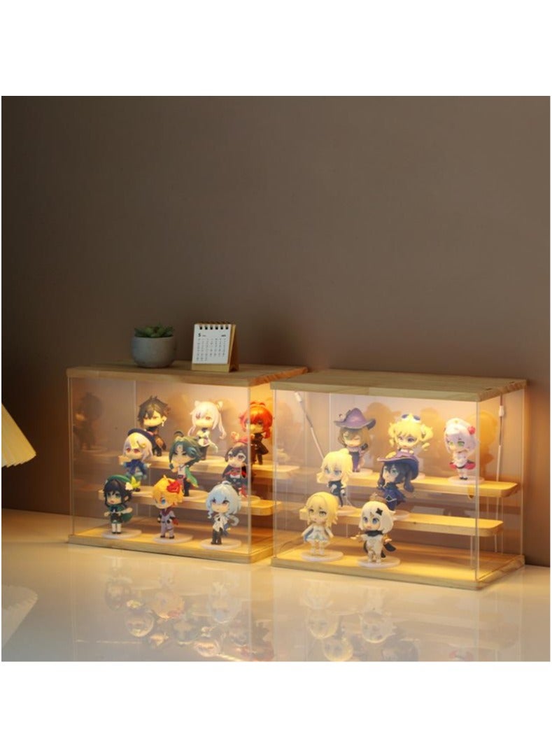 Arabest Three Tier Solid Wood Ladder Blind Box Storage Display Box, Acrylic Transparent Display Shelf Living Room Dust Hand Puppet Storage Box, Suitable for Living Room, Study, Bedroom - Image 5