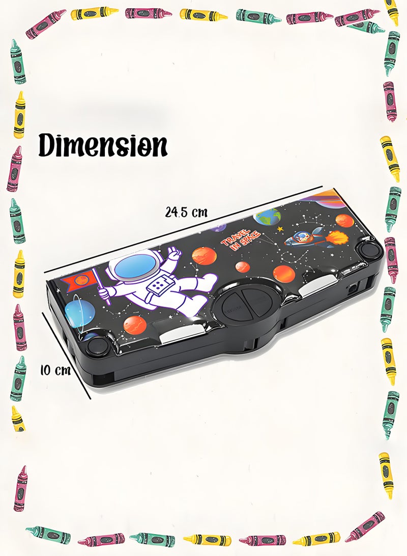 Brons Multi-Functional Pencil Case For Kids-Space Magnetic Stationary For Kids, Pencil Case For Boys & Girls, Space Theme Gifts For Kids With Adhesive tape+Sharpener+Safety scissors.  - Image 3