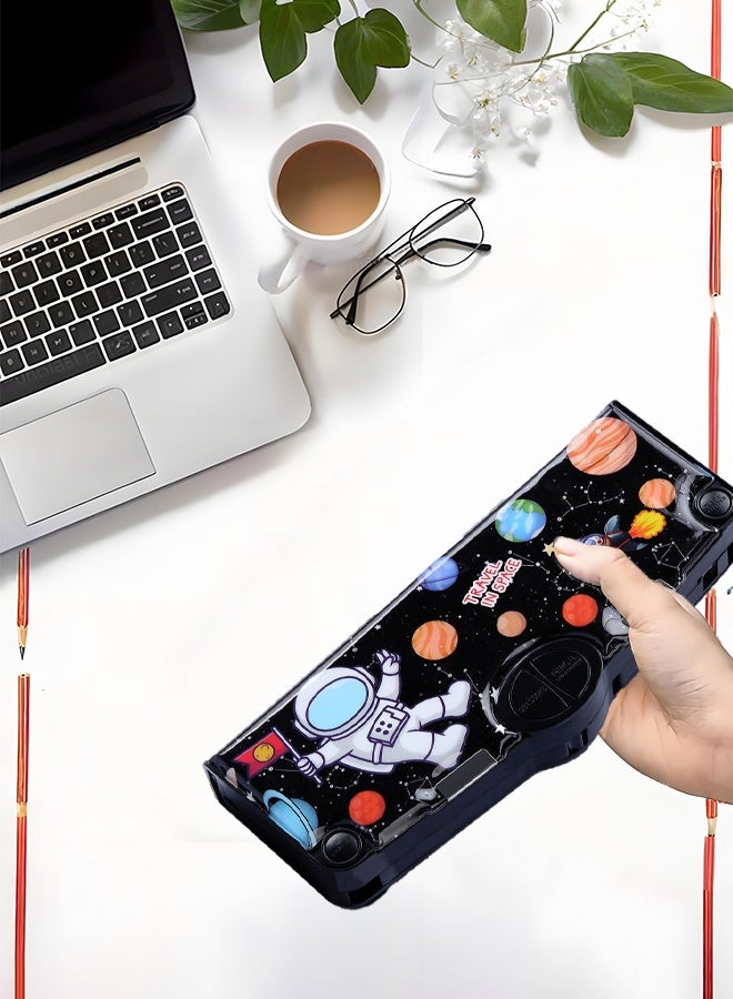 Brons Multi-Functional Pencil Case For Kids-Space Magnetic Stationary For Kids, Pencil Case For Boys & Girls, Space Theme Gifts For Kids With Adhesive tape+Sharpener+Safety scissors.  - Image 5