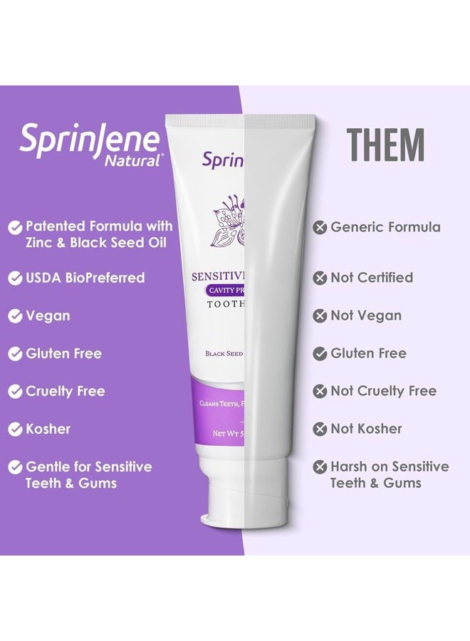 SprinJene Patented Toothpaste Sensitive Teeth & Gum w/Fluoride Cavity Protection Non Toxic SLS Free Fresh Breath Dry Mouth,Preservative Free, 4 Pack - Image 5