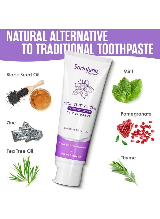 SprinJene Patented Toothpaste Sensitive Teeth & Gum w/Fluoride Cavity Protection Non Toxic SLS Free Fresh Breath Dry Mouth,Preservative Free, 4 Pack - Image 3