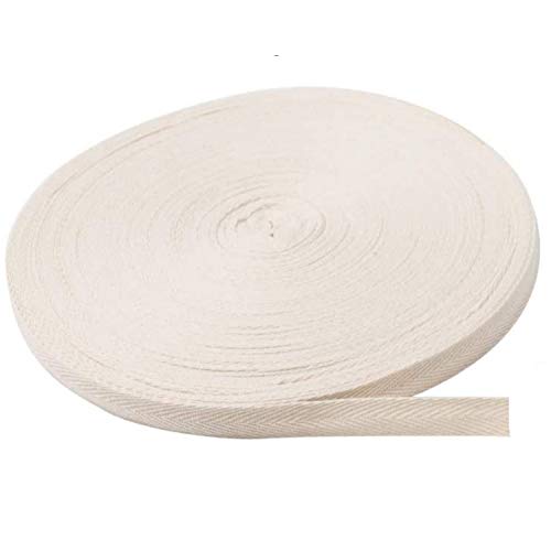 Hell Blues Twill Tape Cotton Ribbon Soft Natural 55 Yards Herringbone Webbing Tape Sewing Twill Ribbon for DIY Craft (Beige, 5/8 Inch) - Image 1