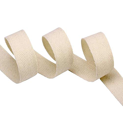 Hell Blues Twill Tape Cotton Ribbon Soft Natural 55 Yards Herringbone Webbing Tape Sewing Twill Ribbon for DIY Craft (Beige, 5/8 Inch) - Image 2