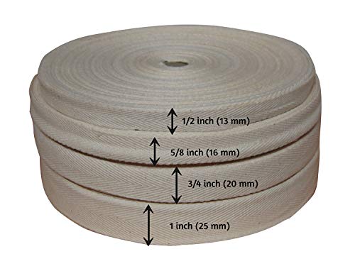 Hell Blues Twill Tape Cotton Ribbon Soft Natural 55 Yards Herringbone Webbing Tape Sewing Twill Ribbon for DIY Craft (Beige, 5/8 Inch) - Image 5