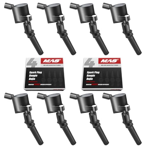 MAS Set of 8 Ignition Coil Pack and Iridium Spark Plug Compatible with Mercury Ford F150 E150 E250 Expedition Explorer Grand Marquis Crown Victoria 4.6L V8 Replacement for SP493 DG508 - Image 1