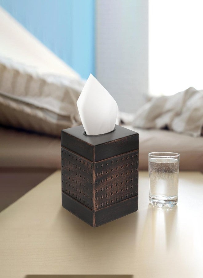 MOCHTERO Decorative Tissue Box Cover,Hand Hammered Design, Square Metal Holder,Antique Bronze Color - Image 5