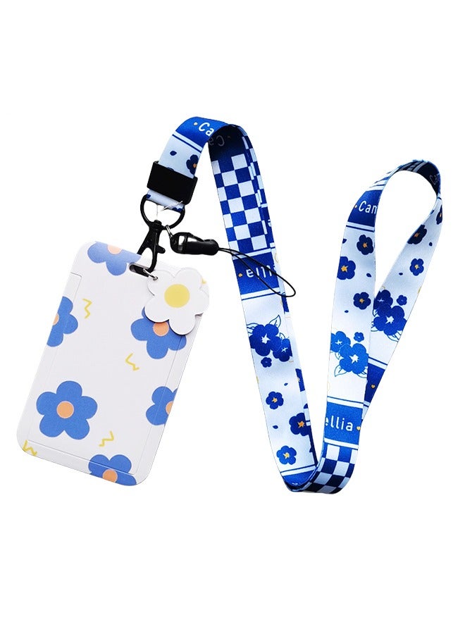 DAREU Cute ID Card Holder with Detachable Neck Lanyard and Cartoon Keychain – Lightweight Badge Holder with Display Window, Keyring and Silky Strap for Kids, Women, Girls and Office Use  - Image 1